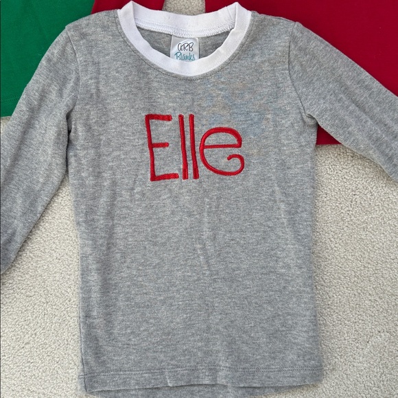 “Elle” Embroidered Monogrammed Long Sleeve Pajama Shirts - Picture 3 of 7